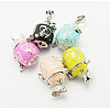 Brass Prayer Box Pendants KK-Q199-M-1