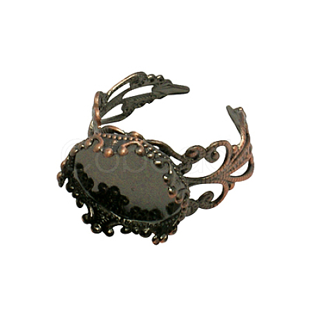 Cuff Brass Ring Cabochon Settings KK-G020-R-1