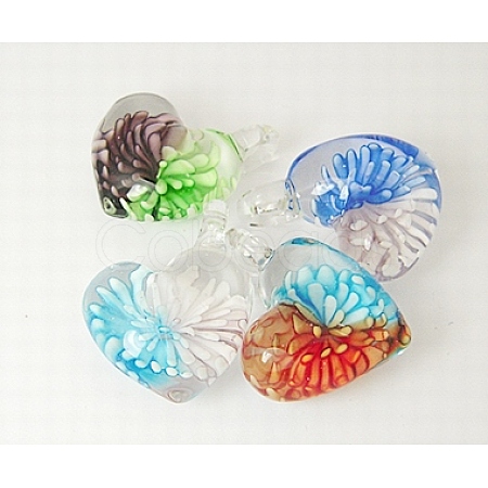 Handmade Inner Flower Lampwork Pendants LAMP-D467-M-1