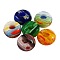 Handmade Millefiori Lampwork European beads, No Metal Core, Large Hole Beads, Rondelle, Mixed Color, Size: about 14mm in diameter, 7mm thick, hole: 5mm