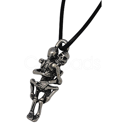 Zinc Alloy Skull Necklaces for Halloween NJEW-R009-1