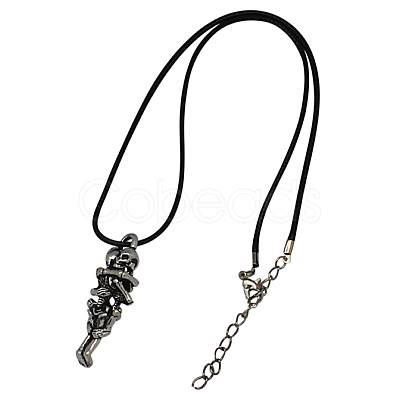 Zinc Alloy Skull Necklaces for Halloween NJEW-R009-1