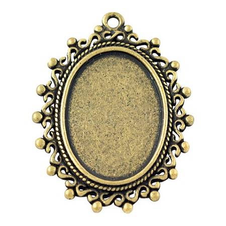 Zinc Alloy Pendant Settings for Cabochon & Rhinestone PALLOY-A15289-AB-FF-1