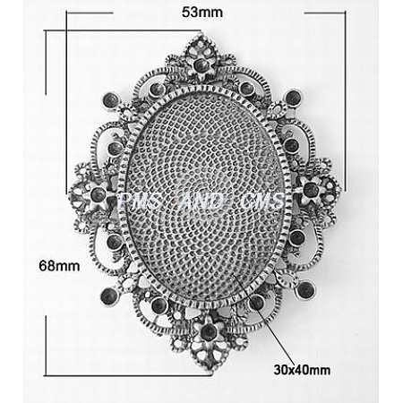 Alloy Oval Cabochon Settings PALLOY-A17035-AS-1
