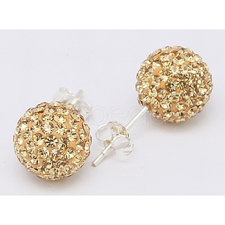 Gifts for Her Valentines Day 925 Sterling Silver Austrian Crystal Rhinestone Ball Stud Earrings for Girl Q286H141-1