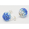 925 Sterling Silver Austrian Crystal Rhinestone Ear Stud, Round, 206_Sapphire, 20x10x1mm