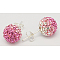 925 Sterling Silver Austrian Crystal Rhinestone Ear Stud, Round, 209_Rose, 20x10x1mm