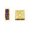 Brass Rhinestone Spacer Beads RB-A013-6x6-10G-1
