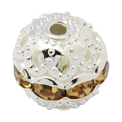 Brass Rhinestone Beads RB-A011-10mm-14S-1