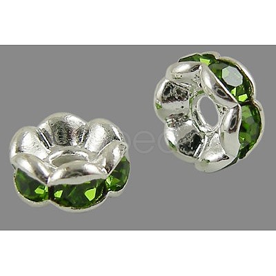 Brass Rhinestone Spacer Beads RB-A014-L6mm-07S-1