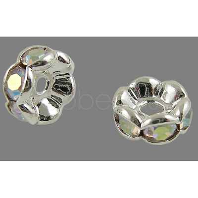Brass Rhinestone Spacer Beads RB-A014-L8mm-28S-NF-1
