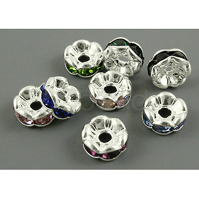 Brass Rhinestone Spacer Beads RB-A014-L8mm-S-1