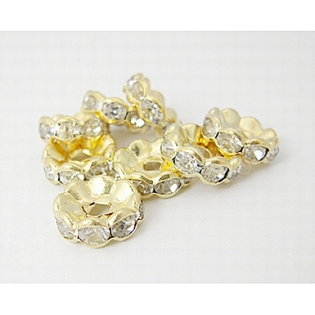 Iron Rhinestone Spacer Beads RB-A007-8MM-G-1