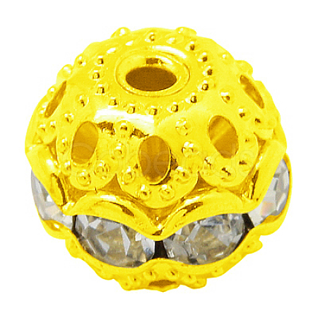 Brass Rhinestone Beads RB-A011-10mm-01G-1