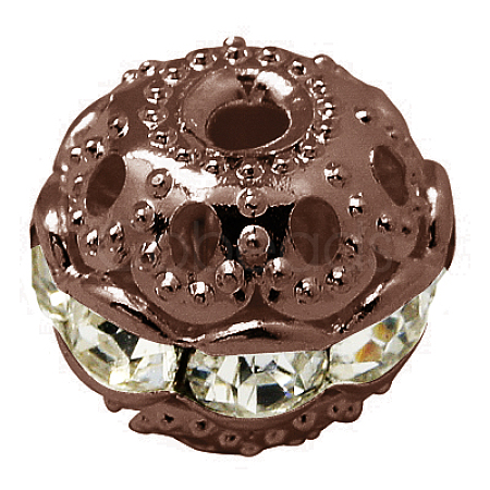 Brass Rhinestone Beads RB-A011-10mm-01R-NF-1