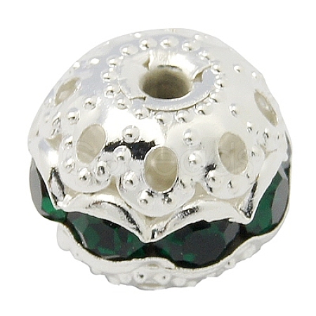 Brass Rhinestone Beads RB-A011-10mm-08S-1