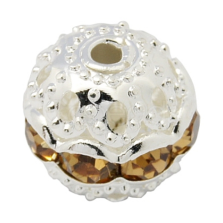 Brass Rhinestone Beads RB-A011-10mm-14S-1