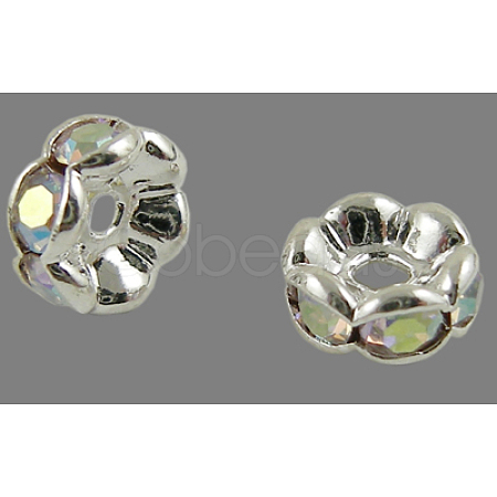 Brass Rhinestone Spacer Beads RB-A014-L7mm-28S-1