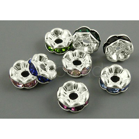 Brass Rhinestone Spacer Beads RB-A014-L8mm-S-1