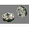 Brass Rhinestone Spacer Beads, Grade A, Wavy Edge, Silver Color Plated, Rondelle, Emerald, 6x3mm, Hole: 1mm