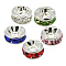 Brass Rhinestone Spacer Beads, Grade A, Straight Flange, Silver Color Plated, Rondelle, Mixed Color, 10x4mm, Hole: 2mm