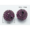 Grade A Rhinestone Pave Disco Ball Beads, for Unisex Jewelry Making, Round, Amethyst, 16mm, Hole: 1.5mm