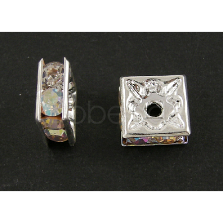Brass Rhinestone Spacer Beads RSB074NF-02S-1