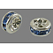 Brass Grade A Rhinestone Spacer Beads, Silver Color Plated, Nickel Free, Rondelle, Light Sapphire, 4x2mm, Hole: 0.8mm