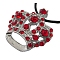 Rhinestone Pendants, Cadmium Free & Lead Free, with Alloy Findings, Crown, Platinum, Red, 31x29x10mm, Hole: 3mm