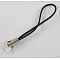 Mobile Phone Strap, Colorful DIY Cell Phone Straps, Alloy Ends with Iron Rings, Black, 60mm