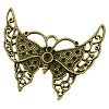 Tibetan Style Big Butterfly Pendant Rhinestone Settings TIBEP-EA672YKG-AB-LF-1