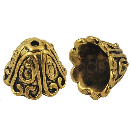 Tibetan Style Alloy Bead Caps TIBEB-EA9700YKG-AG-FF-1