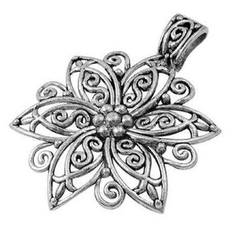 Tibetan Style Alloy Flower Big Pendants TIBEP-LF9727YKG-AS-FF-1