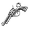 Zinc Alloy Gun Necklace Pendants, Revolver Pistol Charm, Lead Free and Cadmium Free, Antique Silver, 24x11x3mm, Hole: 2mm