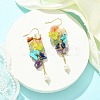 Natural & Synthetic Mixed Gemstone Chips & Shell Pearl Dangle Earrings EJEW-TA00274-3