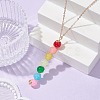 Colorful Glass Round Beaded Pendant Necklaces NJEW-JN04581-01-2