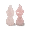 Natural Rose Quartz Carved Healing Cat with Witch Hat Figurines DJEW-D012-07G-2
