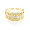 Cubic Zirconia Heart Open Cuff Ring RJEW-N035-137A-2