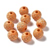 Wood Laser Engraved Tartan Beads WOOD-I011-01B-02-2