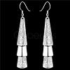 Silver Color Plated Textured Brass Triangle Dangle Earrings EJEW-BB11934-2