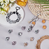 50Pcs 5 Styles Colorful Pattern Printed Silicone Focal Beads SIL-SP0001-24-4