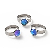 Flat Round K9 Glass Adjustable Ring RJEW-G253-01C-P-2