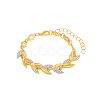 Leaf Alloy Rhinestone Link Bracelets for Women WGBDB93-01-2