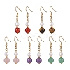 Natural Gemstone Round Dangle Earrings for Women EJEW-JE06334-2