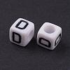 White Letter D Cube Acrylic Beads X-PL37C9308-D-2