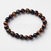 Natural Tiger Eye Round Bead Stretch Bracelets BJEW-L594-A03-1