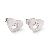 Tarnish Resistant 304 Stainless Steel Heart with Dog Paw Print Stud Earrings for Women EJEW-G328-02P-1