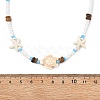 Boho Sea Turtle & Starfish Shell & Synthetic Turquoise Beaded Necklaces NJEW-JN06015-3
