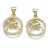 Brass Micro Pave Cubic Zirconia Pendants X-ZIRC-S061-199H-G-NF-1