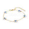 Shell Pearl & Acrylic Beads Flower Link Bracelets X1-BJEW-TA00003-03-1